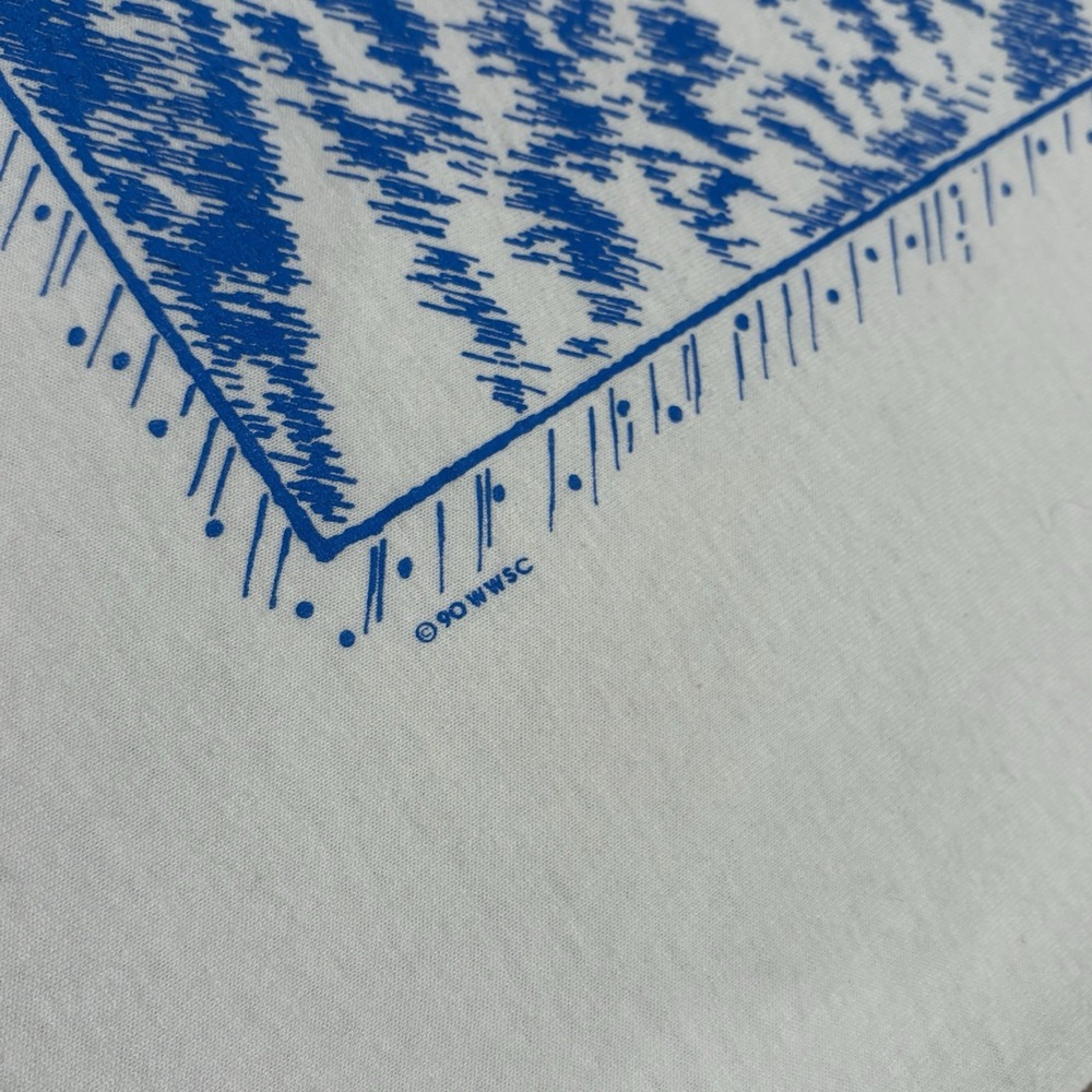 Vintage 1990 Snowy Mountains Art T-Shirt Men's Medium White Ski Snow 80s USA - Picture 3 of 7